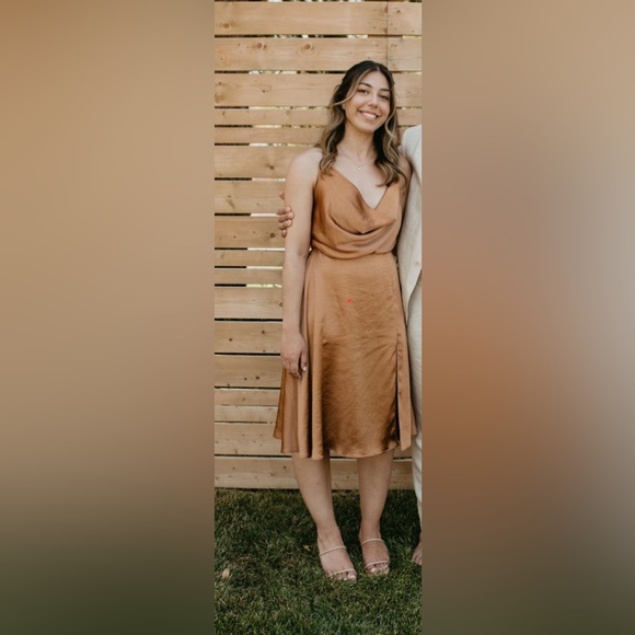 Fame & Partners Satin Strappy Cowl Neck Dress - Picture 5 of 5